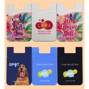 Full Color Print Silicone Stick on Cell Phone Wallet with Pocket for Credit Card