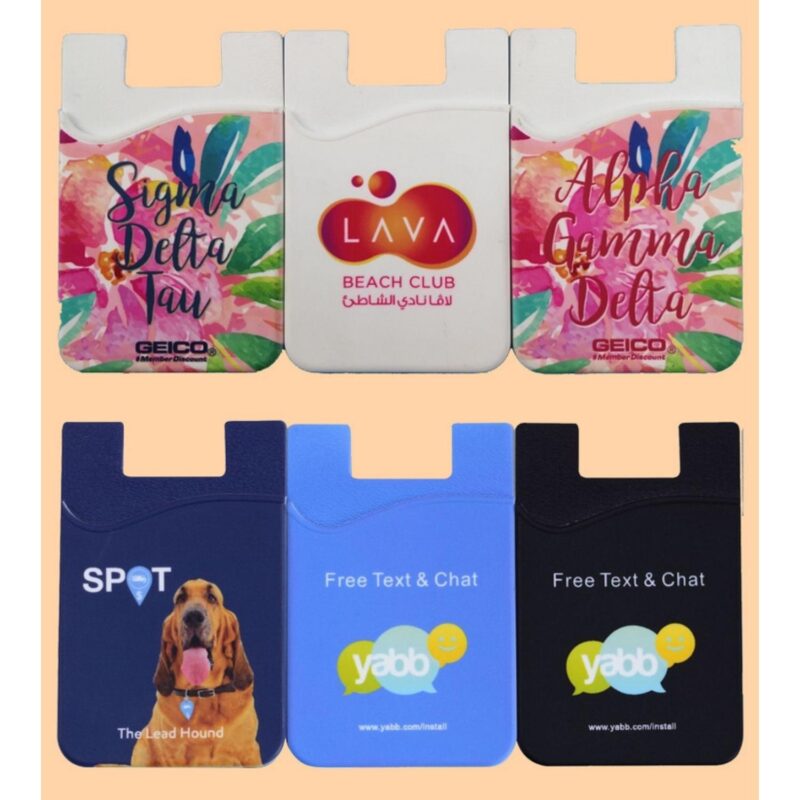 Full Color Print Silicone Stick on Cell Phone Wallet with Pocket for Credit Card