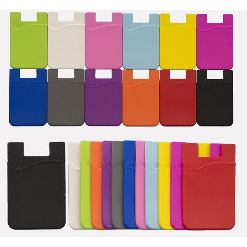 Silicone Stick on Cell Phone Wallet with Pocket for Credit Card